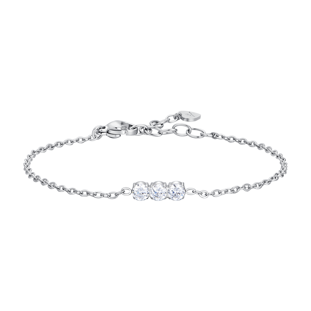 WOMEN'S STEEL BRACELET WITH WHITE CRYSTALS