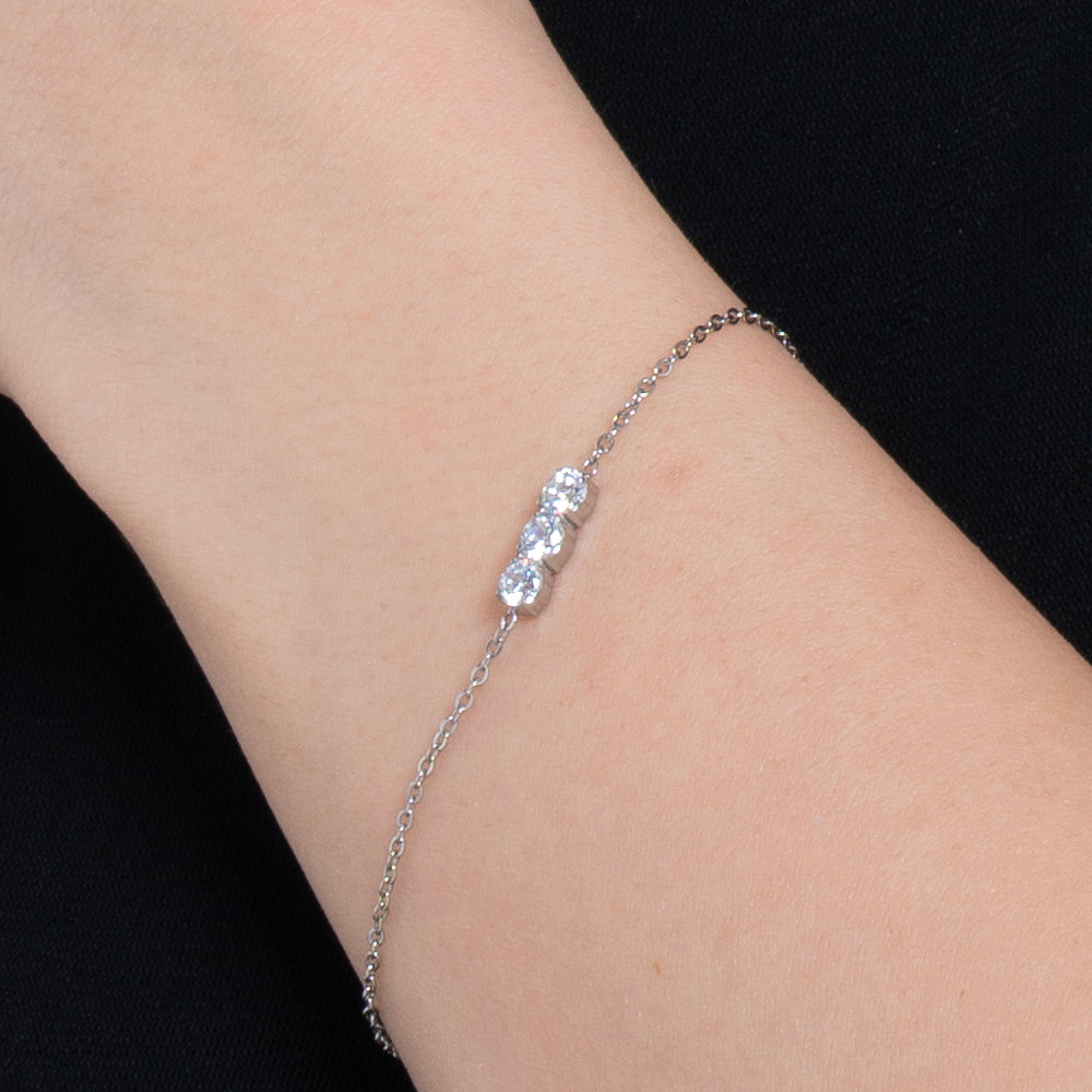 WOMEN'S STEEL BRACELET WITH WHITE CRYSTALS