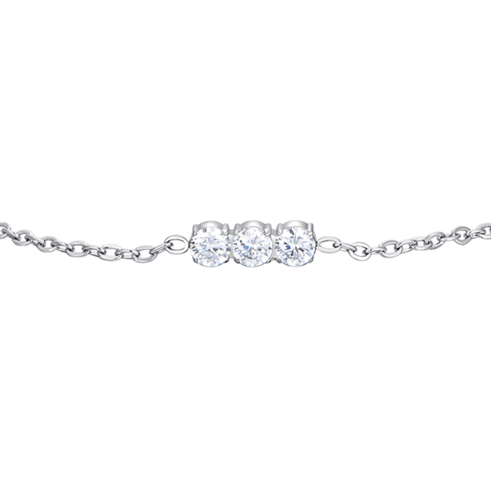 WOMEN'S STEEL BRACELET WITH WHITE CRYSTALS