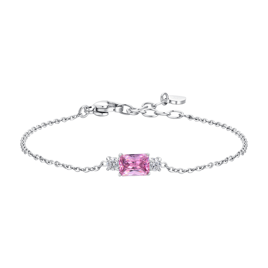 BRACCIALE DONNA IN ACCIAIO CON ZIRCONI ROSA E BIANCHI