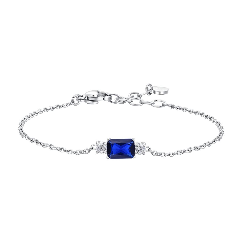 BRACCIALE DONNA IN ACCIAIO CON ZIRCONI BLU E BIANCHI