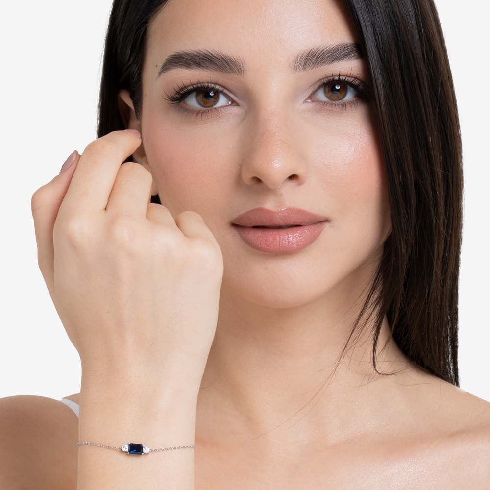BRACCIALE DONNA IN ACCIAIO CON ZIRCONI BLU E BIANCHI