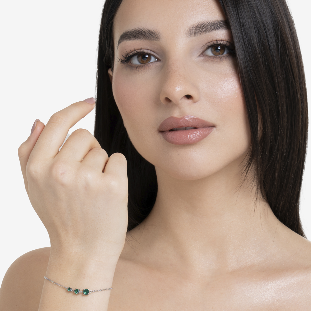 BRACCIALE DONNA IN ACCIAIO CON ZIRCONI VERDI