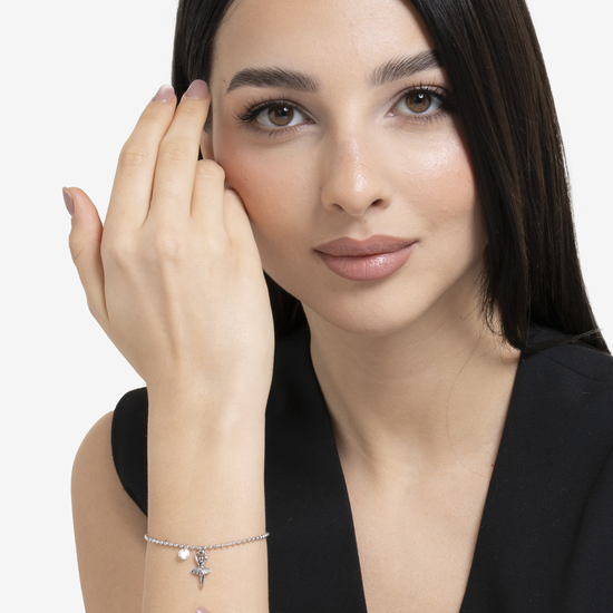 Carica immagine nella Galleria BRACCIALE DONNA IN ACCIAIO CON BALLERINA E ZIRCONE BIANCO
