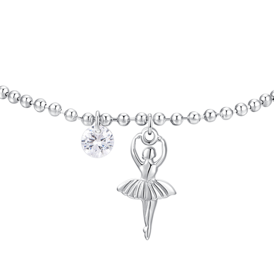Carica immagine nella Galleria BRACCIALE DONNA IN ACCIAIO CON BALLERINA E ZIRCONE BIANCO
