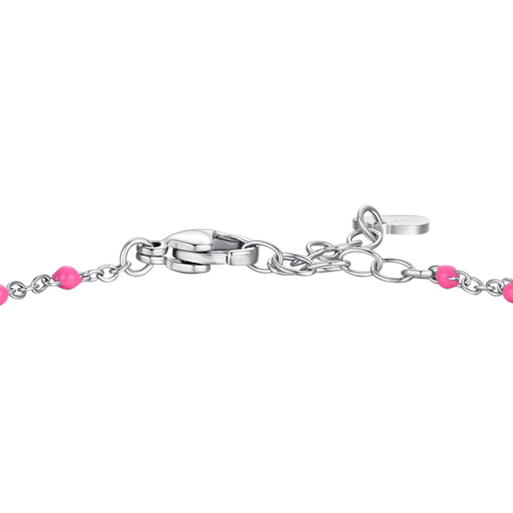 BRACCIALE DONNA IN ACCIAIO CON STELLA, CRISTALLO E PIETRE CON SMALTO FUCSIA