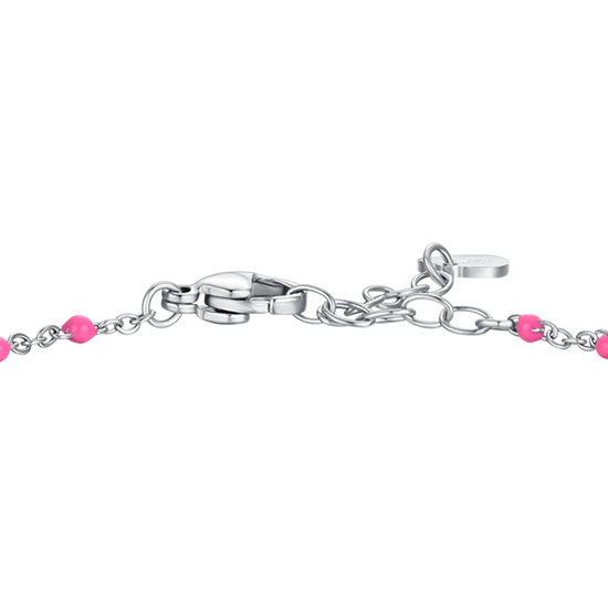 BRACCIALE DONNA IN ACCIAIO CON STELLA, CRISTALLO E PIETRE CON SMALTO FUCSIA