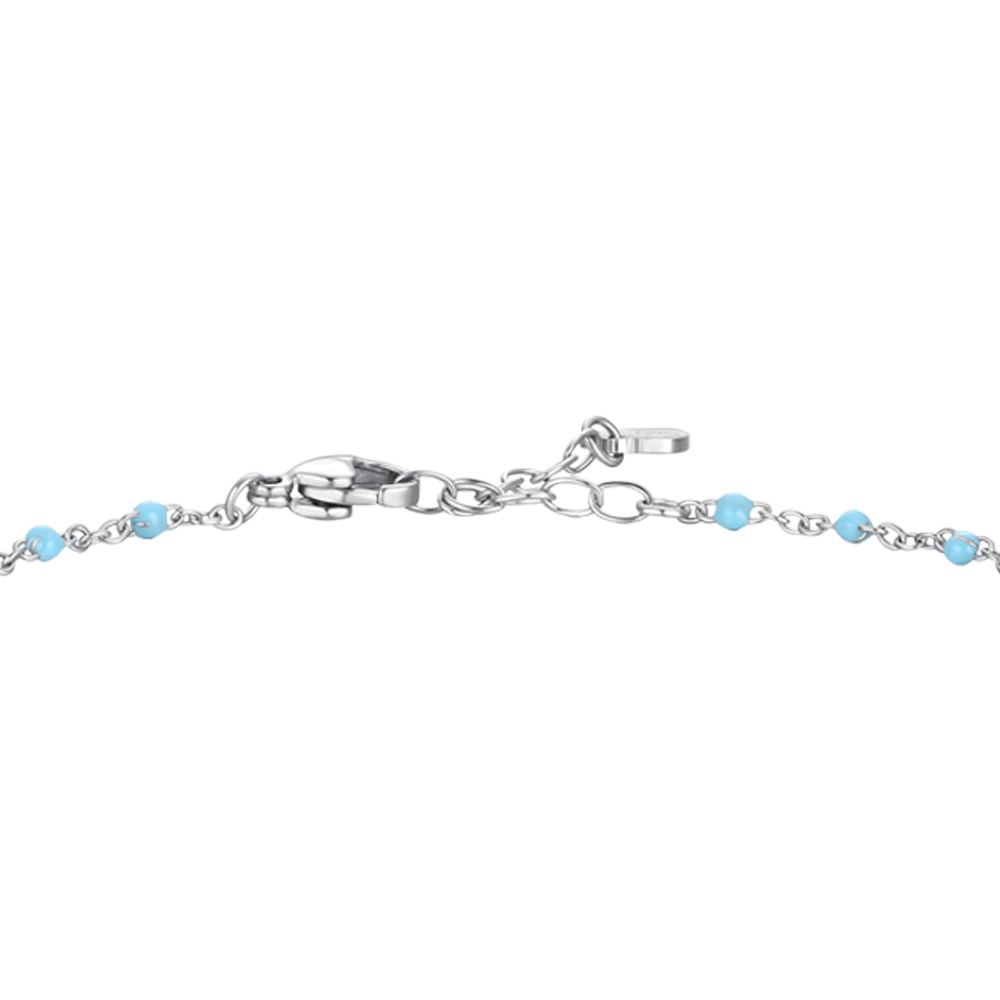 BRACCIALE DONNA IN ACCIAIO CON QUADRIFOGLIO,CRISTALLO E PIETRE CON SMALTO TURCHE