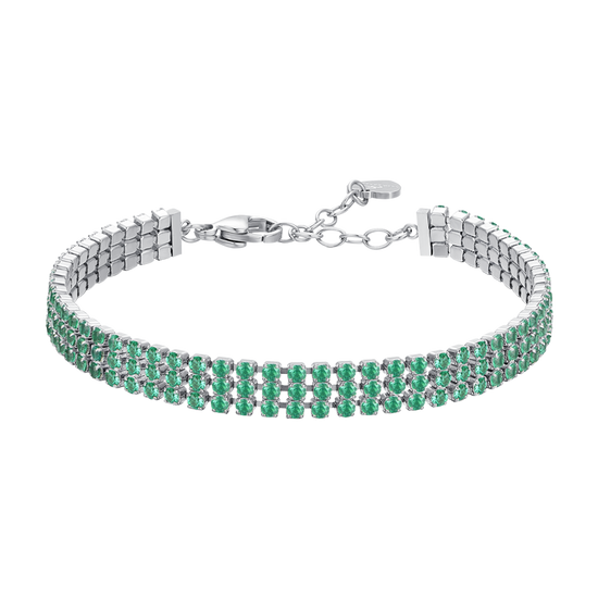 BRACCIALE TENNIS DONNA IN ACCIAIO CON ZIRCONI VERDI
