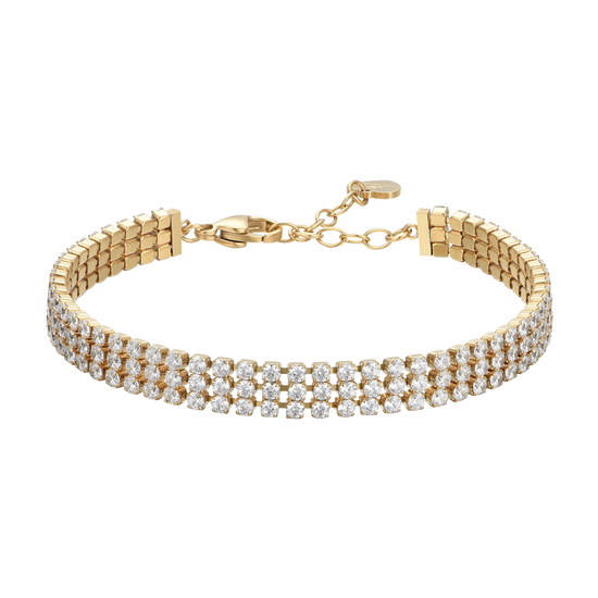BRACCIALE TENNIS DONNA IN ACCIAIO IP GOLD CON ZIRCONI BIANCHI