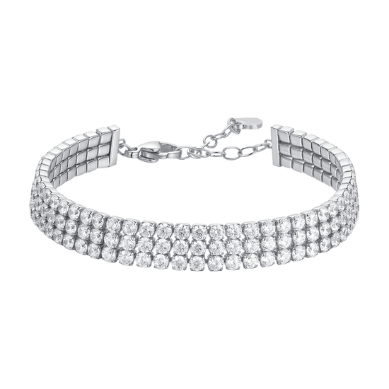 BRACCIALE TENNIS DONNA IN ACCIAIO CON ZIRCONI BIANCHI
