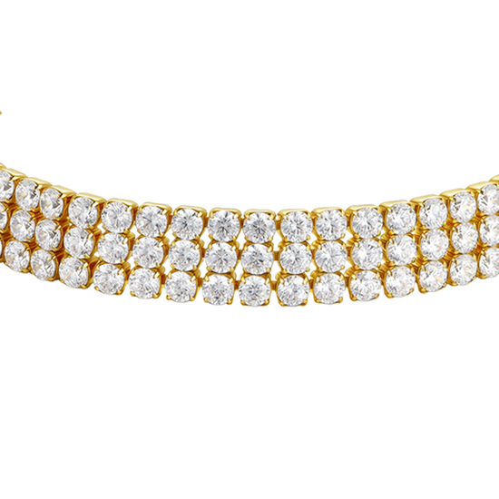 BRACCIALE TENNIS DONNA IN ACCIAIO IP GOLD CON ZIRCONI BIANCHI