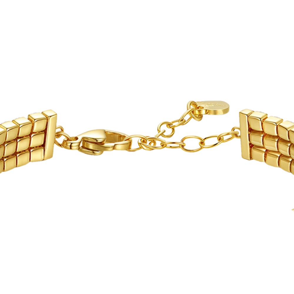 BRACCIALE TENNIS DONNA IN ACCIAIO IP GOLD CON ZIRCONI BIANCHI