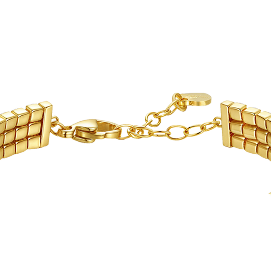 BRACCIALE TENNIS DONNA IN ACCIAIO IP GOLD CON ZIRCONI BIANCHI