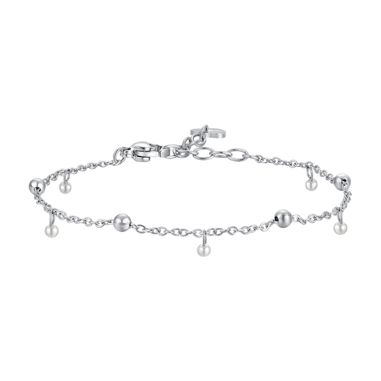 WOMEN'S STEEL BRACELET WITH WHITE PEARLS