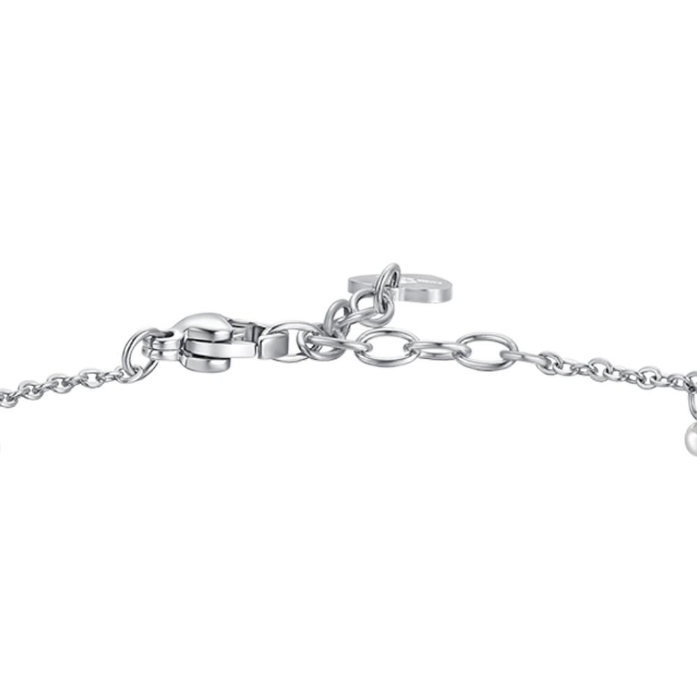 WOMEN'S STEEL BRACELET WITH WHITE PEARLS