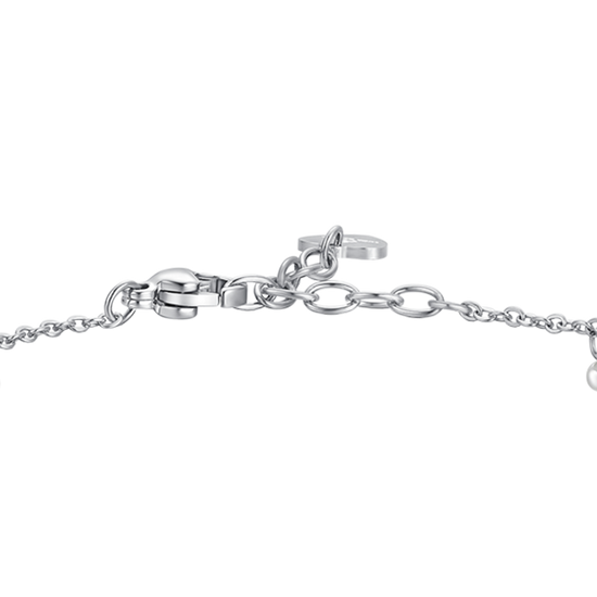 WOMEN'S STEEL BRACELET WITH WHITE PEARLS