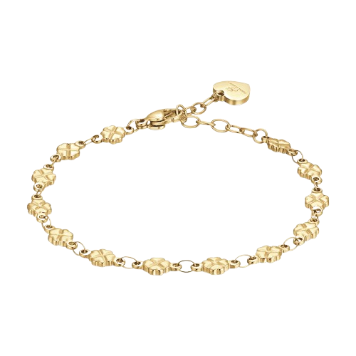 BRACCIALE DONNA IN ACCIAIO IP GOLD CON QUADRIFOGLI