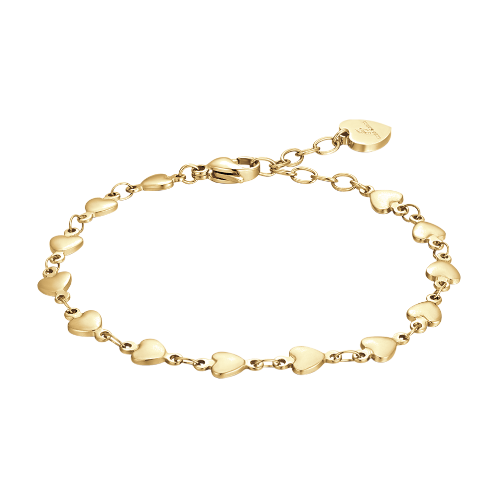 WOMEN'S IP GOLD STEEL BRACELET WITH HEARTS