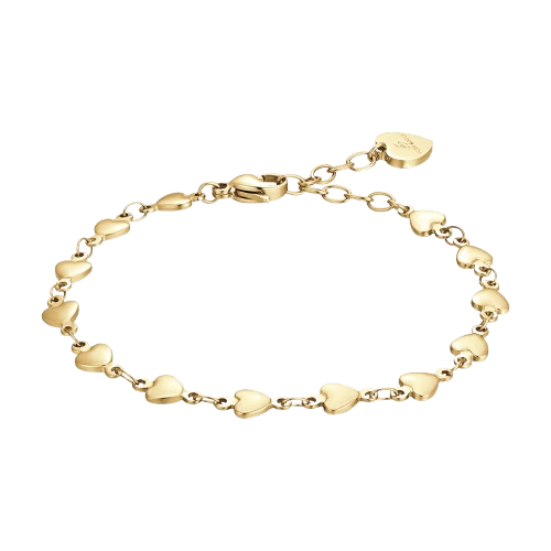 WOMEN'S IP GOLD STEEL BRACELET WITH HEARTS