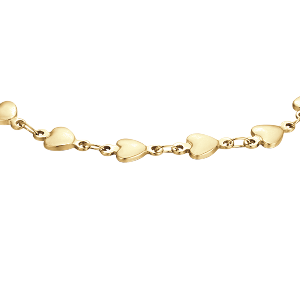WOMEN'S IP GOLD STEEL BRACELET WITH HEARTS