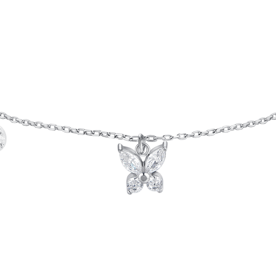 BRACCIALE DONNA IN ACCIAIO CON PENDENTE FARFALLA ED ALI ZIRCONE BIANCO