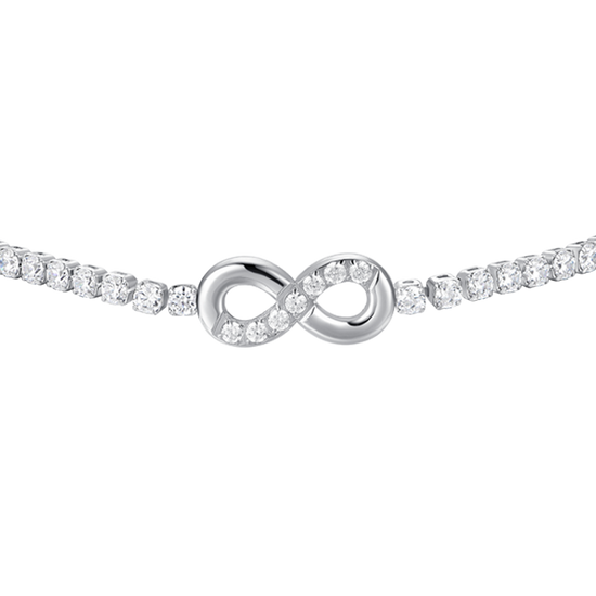 BRACCIALE TENNIS DONNA IN ACCIAIO CON INFINITO E PUNTI LUCE CON ZIRCONI BIANCHI