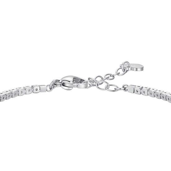 BRACCIALE TENNIS DONNA IN ACCIAIO CON QUADRIFOGLIO E PUNTI LUCE ZIRCONE BIANCO