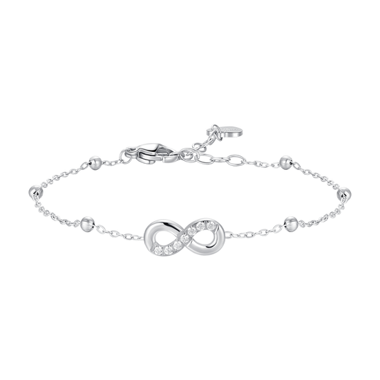 BRACCIALE DONNA IN ACCIAIO CON INFINITO E PUNTI LUCE DI ZIRCONE BIANCO