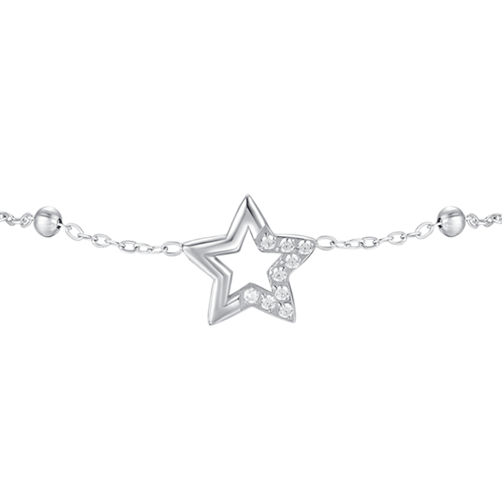 BRACCIALE DONNA IN ACCIAIO CON STELLA E PUNTI LUCE DI ZIRCONE BIANCO
