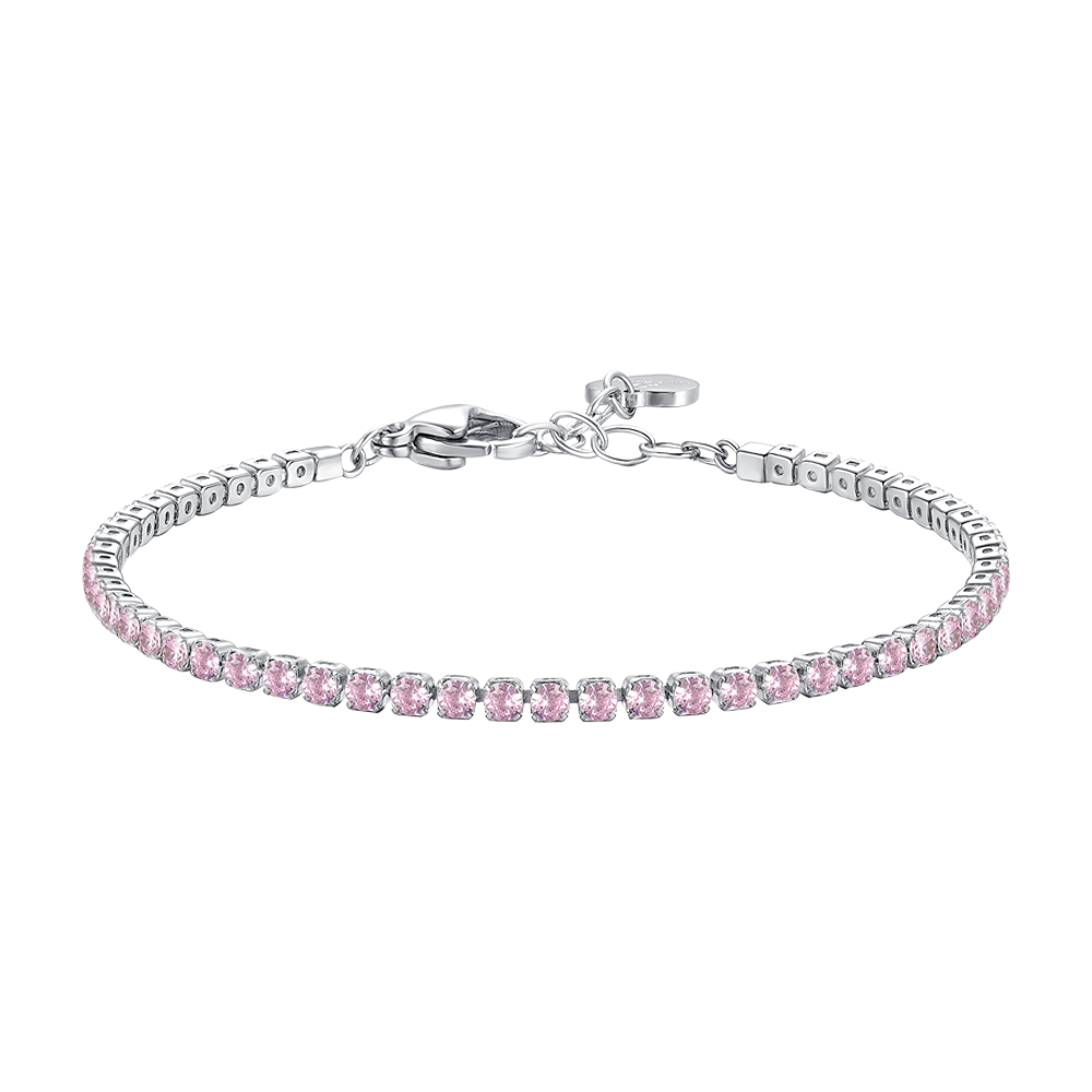 BRACCIALE TENNIS DONNA IN ACCIAIO CON ZIRCONI ROSA