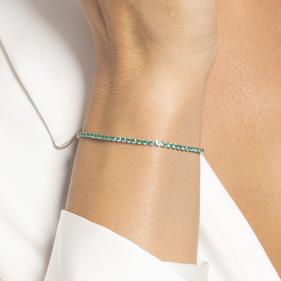 BRACCIALE TENNIS DONNA IN ACCIAIO CON ZIRCONI VERDI