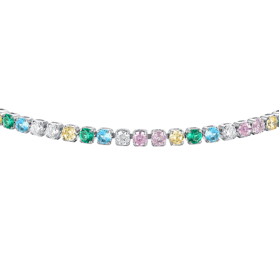 BRACCIALE TENNIS DONNA IN ACCIAIO CON ZIRCONI MULTICOLOR
