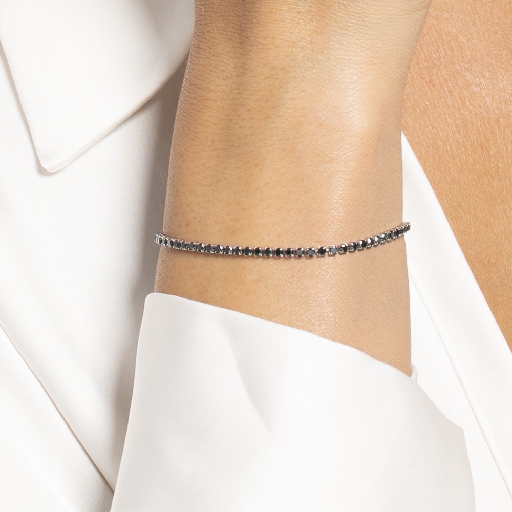BRACCIALE TENNIS DONNA IN ACCIAIO CON ZIRCONI NERI