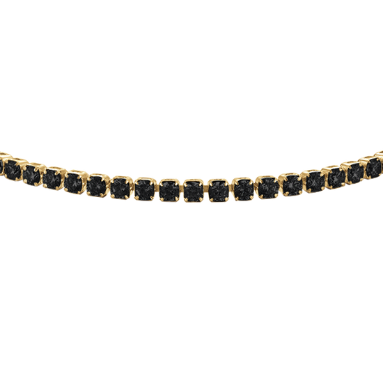 BRACCIALE TENNIS DONNA IN ACCIAIO COLORE ORO CON ZIRCONI NERI