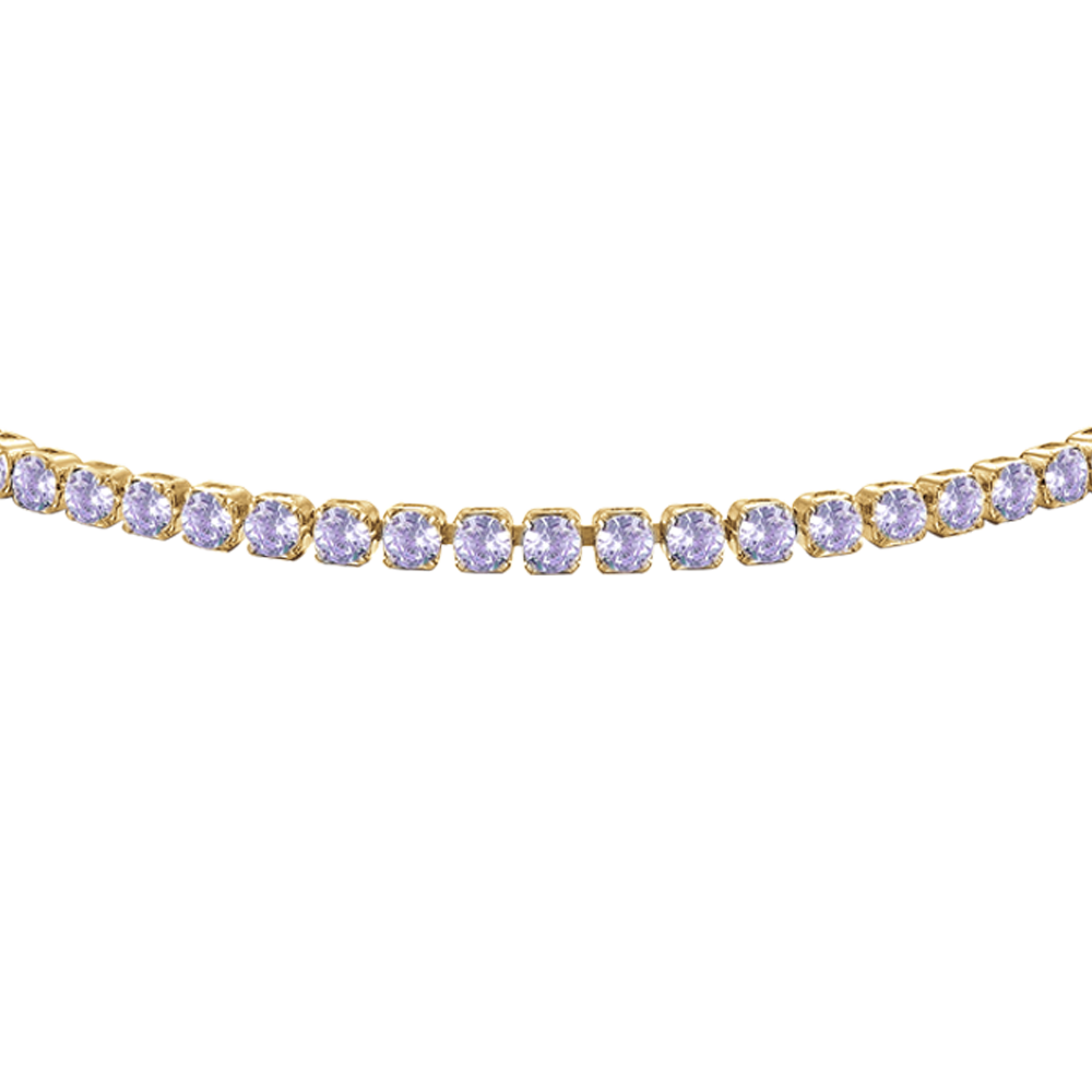BRACCIALE TENNIS DONNA IN ACCIAIO COLORE ORO CON ZIRCONI VIOLA