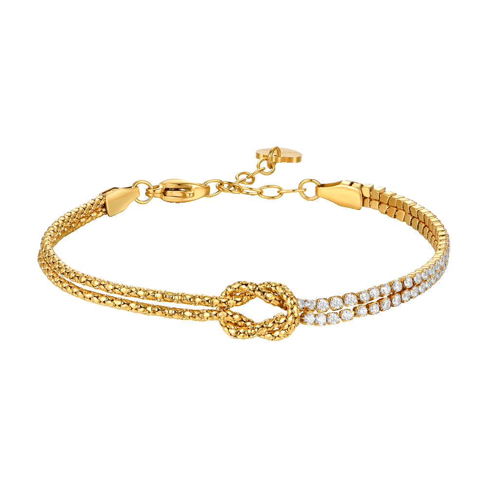 BRACCIALE DONNA IN ACCIAIO IP GOLD CON NODO E ZIRCONI BIANCHI