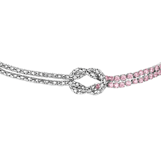BRACCIALE DONNA IN ACCIAIO CON NODO E ZIRCONI ROSA