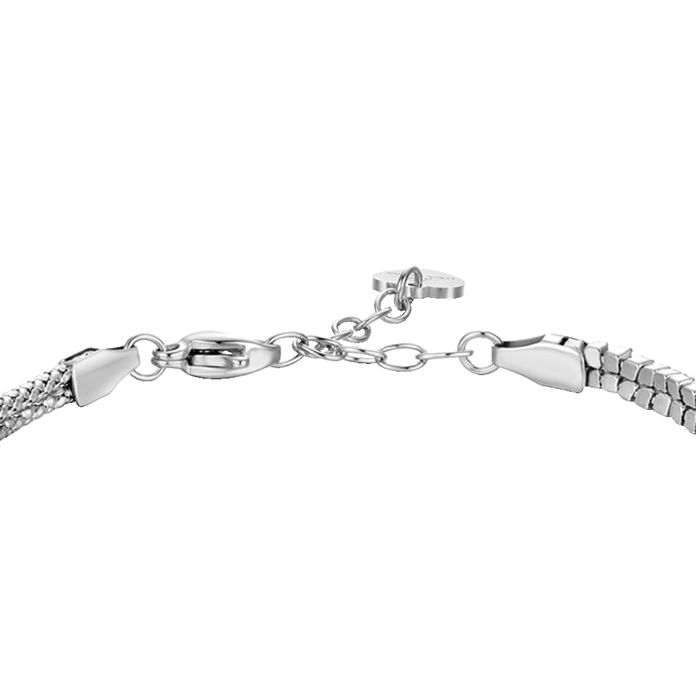 BRACCIALE DONNA IN ACCIAIO CON NODO E ZIRCONI ROSA