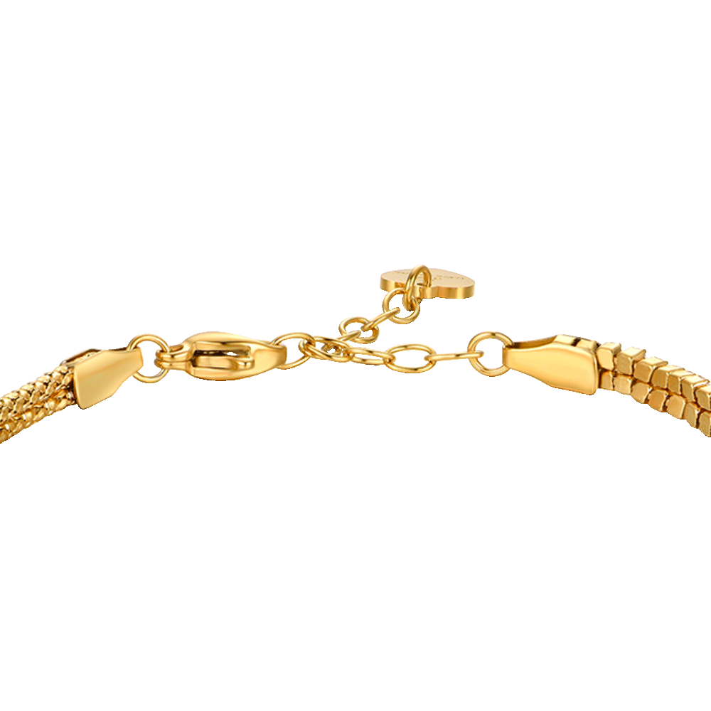 BRACCIALE DONNA IN ACCIAIO IP GOLD CON NODO E ZIRCONI ROSA