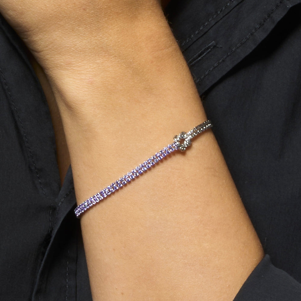 BRACCIALE DONNA IN ACCIAIO CON NODO E ZIRCONI VIOLA