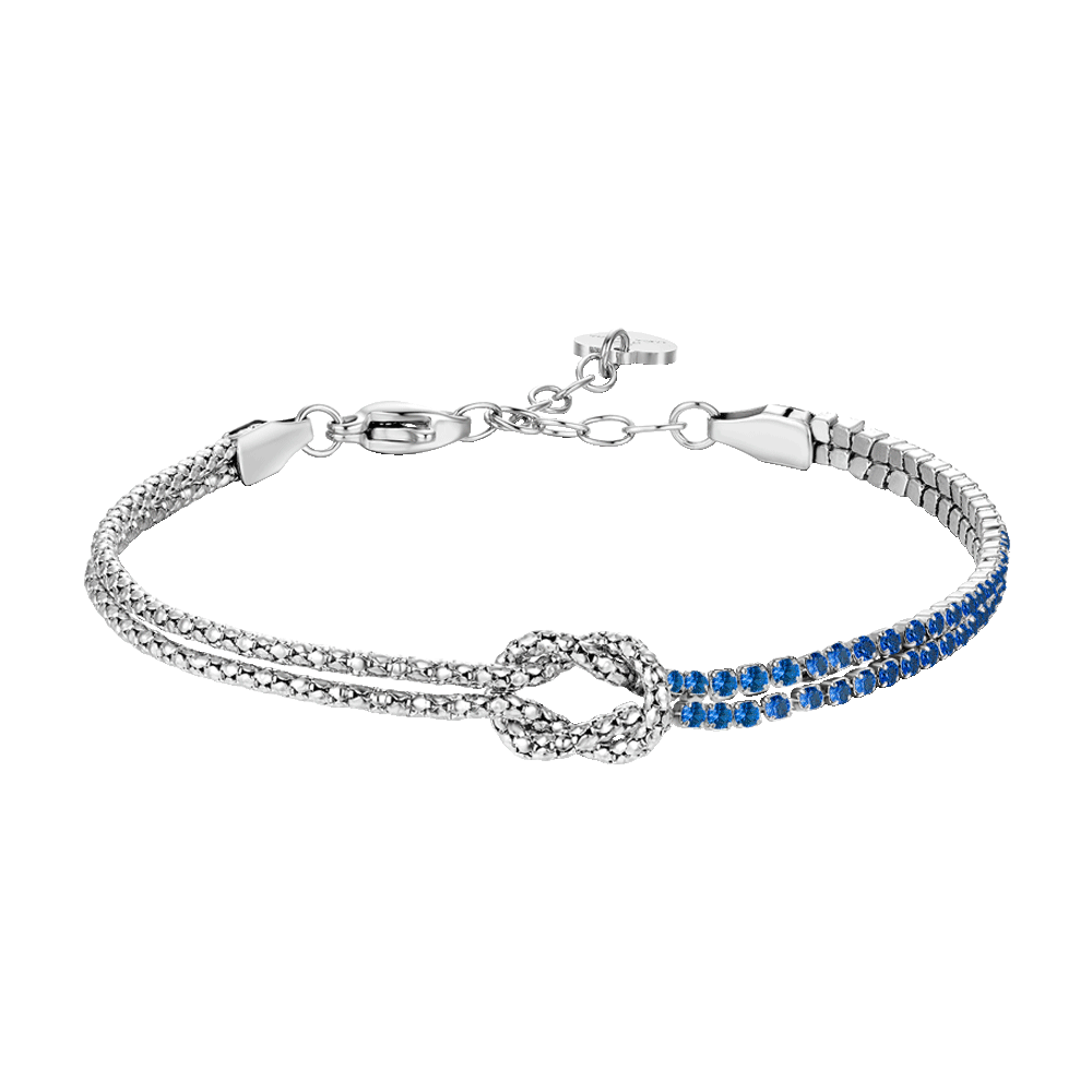 BRACCIALE DONNA IN ACCIAIO CON NODO E ZIRCONI BLU