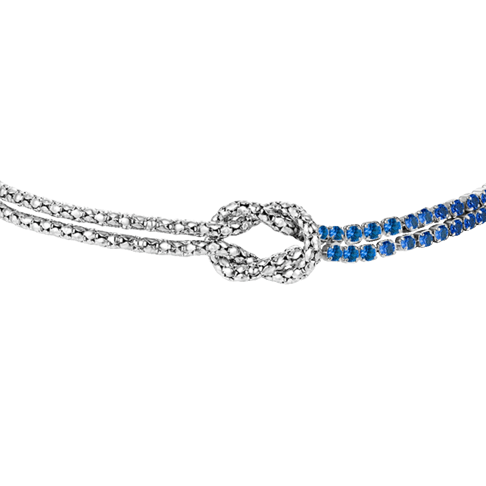 BRACCIALE DONNA IN ACCIAIO CON NODO E ZIRCONI BLU