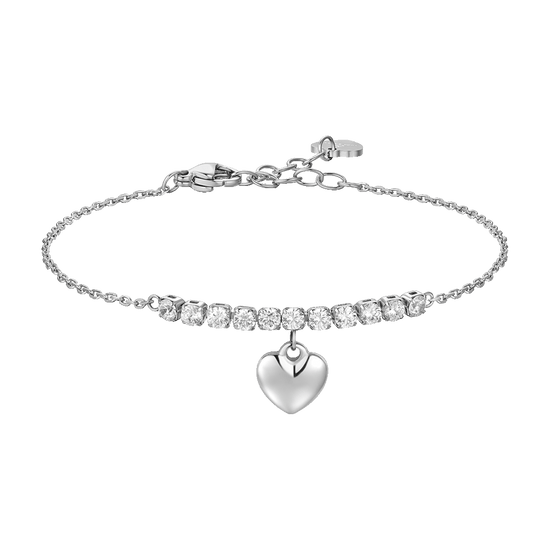 BRACCIALE DONNA IN ACCIAIO CON CUORE E ZIRCONI BIANCHI