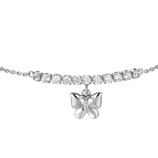 BRACCIALE DONNA IN ACCIAIO CON FARFALLA E ZIRCONI BIANCHI