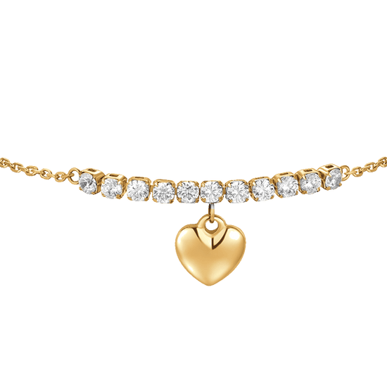 BRACCIALE DONNA IN ACCIAIO IP GOLD CON CUORE E ZIRCONI BIANCHI