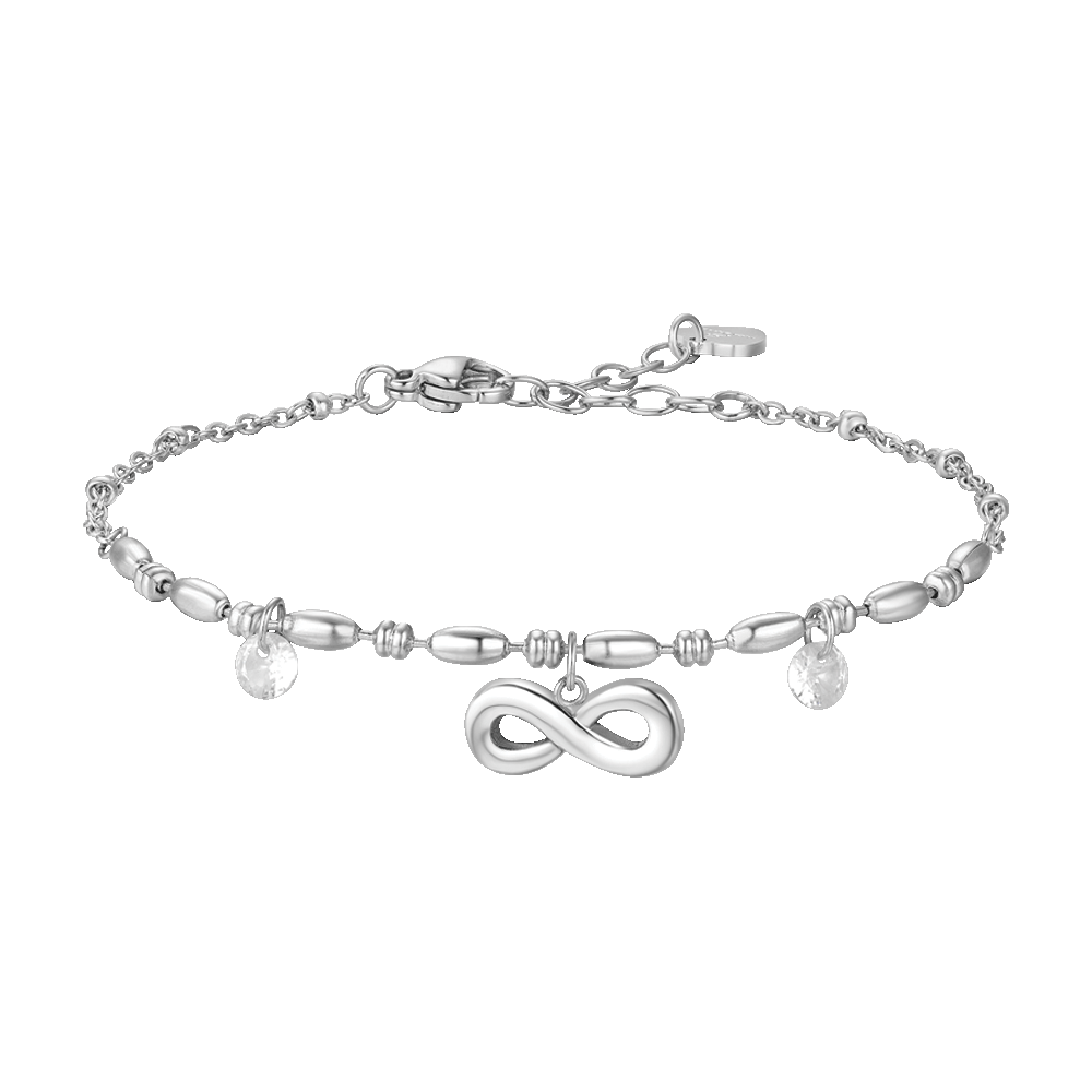 BRACCIALE DONNA IN ACCIAIO CON INFINITO E ZIRCONI BIANCHI