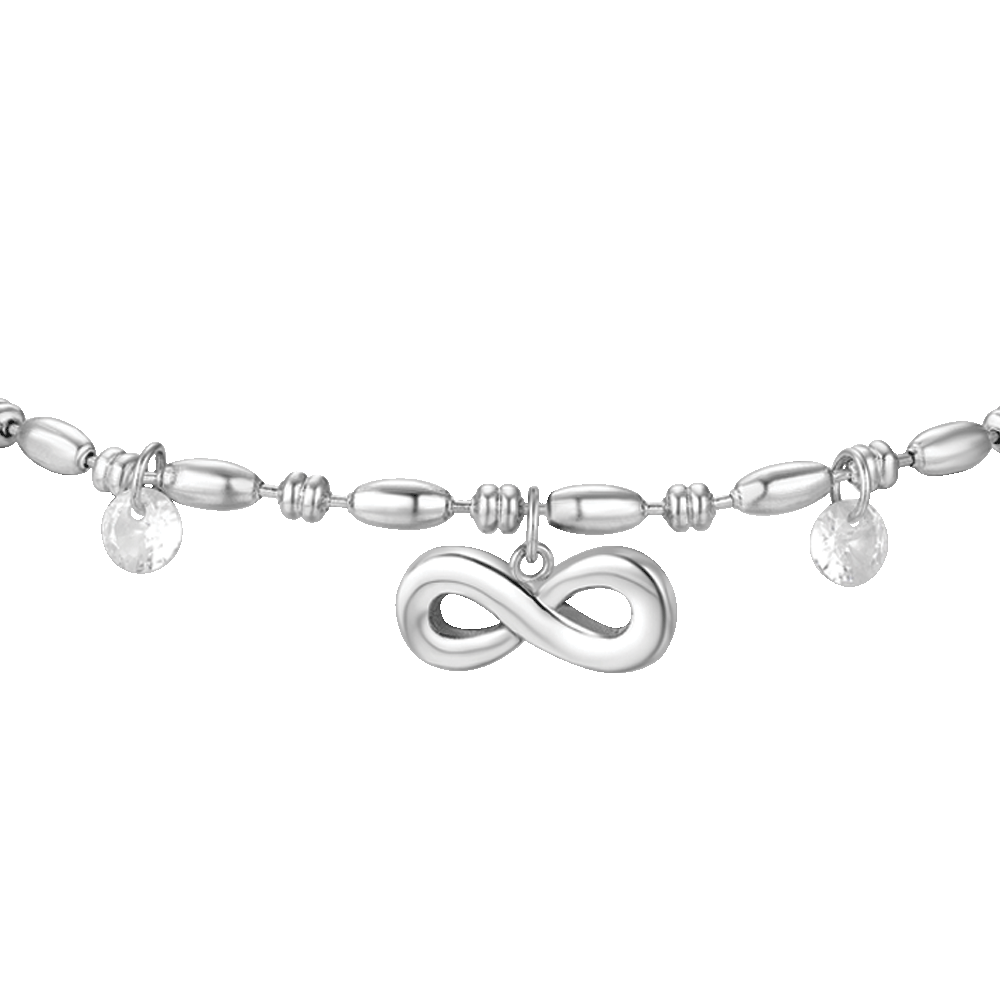 BRACCIALE DONNA IN ACCIAIO CON INFINITO E ZIRCONI BIANCHI
