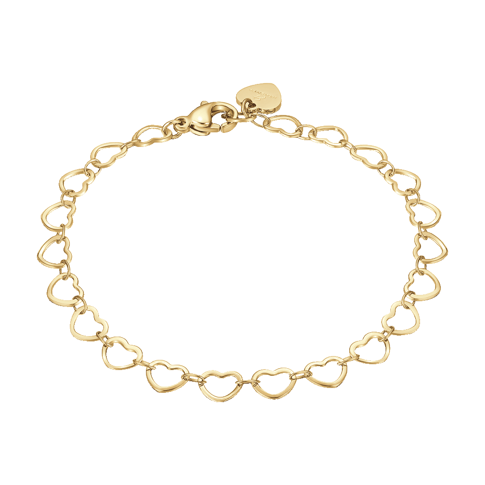 WOMEN'S IP GOLD STEEL BRACELET WITH HEARTS