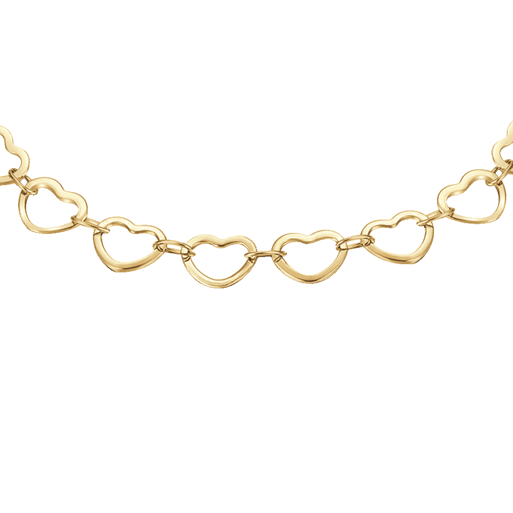 WOMEN'S IP GOLD STEEL BRACELET WITH HEARTS